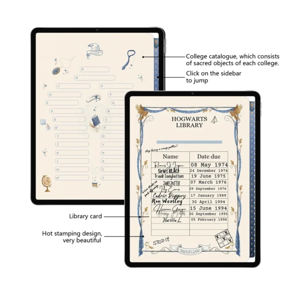 Directory of digital notebook templates with Harry Potter-Ravenclaw theme2