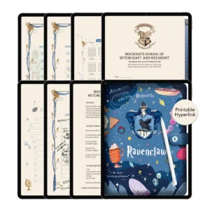 Ravenclaw Digital Planner Cover for GoodNotes - Blue Leather with Eagle Crest