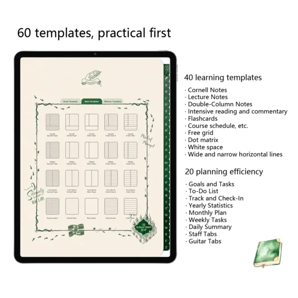 Slytherin theme digital notebook template