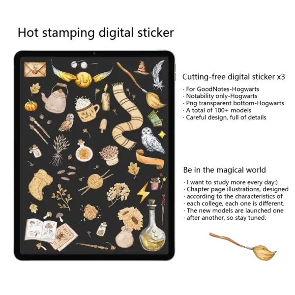 Yellow and black Hufflepuff stickers digital with badger crests and icons.