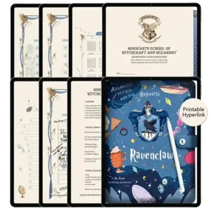 Weekly planners Ravenclaw edition with bronze-stamped leather cover and academy stamp.