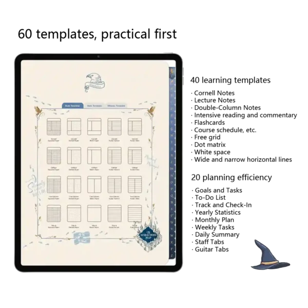 Undated monthly planner and weekly vertical layout for time-blocking.