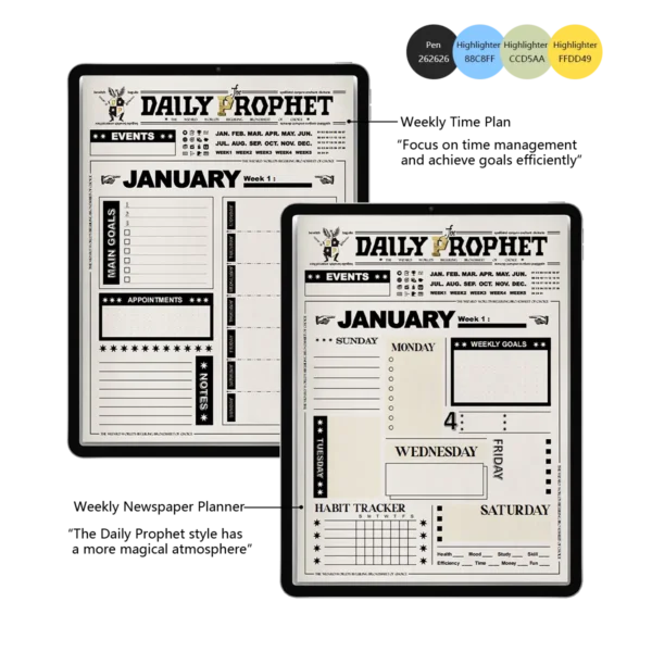 Harry Potter Series - Daily Prophet - Weekly Plan Digital Template