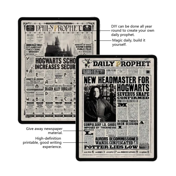 Harry Potter Series - Daily Prophet - Digital Planner Partial Function Page Display