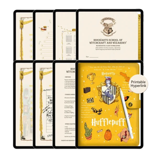 Hufflepuff Digital Student Planner for GoodNotes - Yellow Leather Cover
