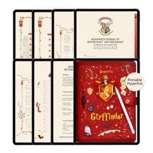 Gryffindor Digital Notebook for iPad - Red Leather Cover with Lion Crest