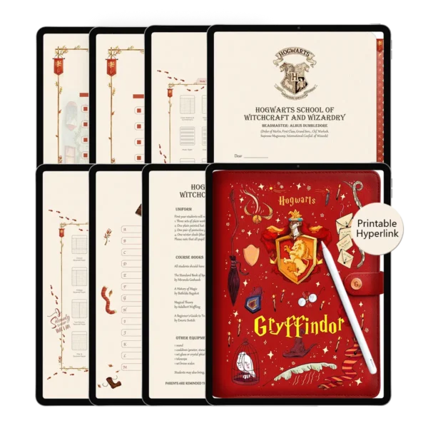 Gryffindor Digital Notebook for iPad - Red Leather Cover with Lion Crest
