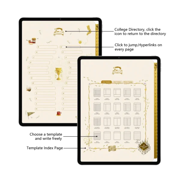 Harry Potter-Hufflepuff Theme Digital Notebook Template and Directory Index
