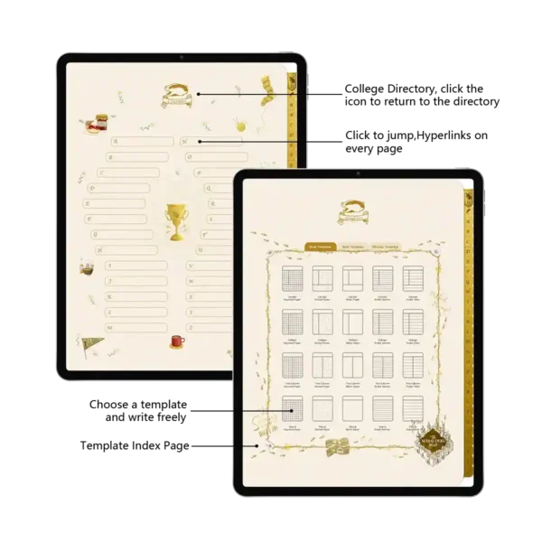 Cornell Notes and lecture templates inside a vertical weekly planner.