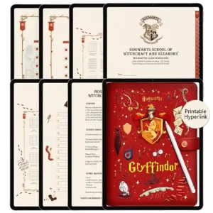 Ultimate Gryffindor themed student planners shown on an iPad with an Apple Pencil.