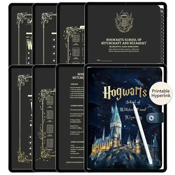 Undated daily planner Hogwarts edition on iPad Pro.