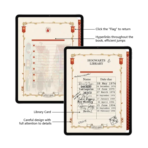 Harry Potter - Gryffindor Digital Notebook - Library Card