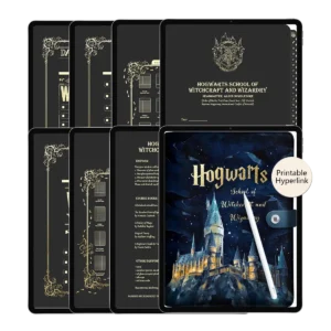 Hogwarts Digital Notebook for GoodNotes - Leather Cover with Gold Stamp