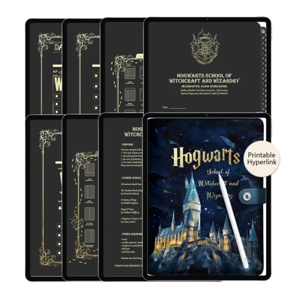 Hogwarts Digital Notebook for GoodNotes - Leather Cover with Gold Stamp