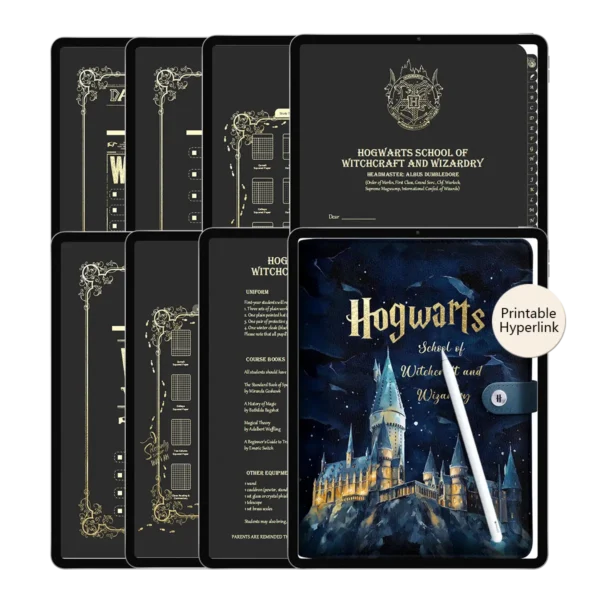 Hogwarts Digital Notebook for GoodNotes - Leather Cover with Gold Stamp