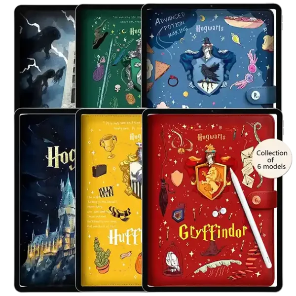 A 6-in-1 magical planner bundle showcasing six different digital notebook covers on iPad screens with a stylus.