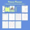 Grid view of 16 different theme styles for the fitness journal and planner.