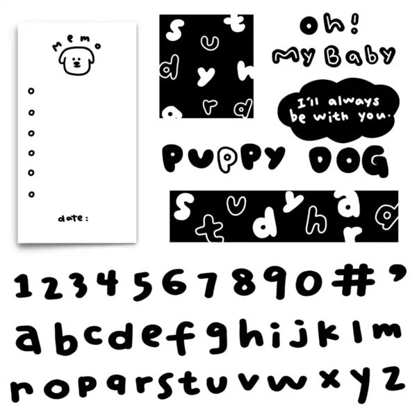 Hand-drawn numbers and minimalist icons for free goodnotes stickers.