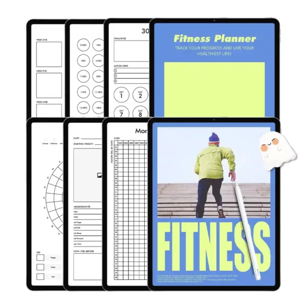 Minimalist green planner for fitness hero shot on an iPad Pro.