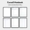Cornell notebook pages showing course records, exams, and revision layouts.