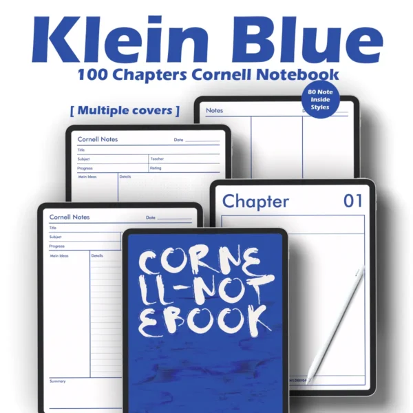 5 premium cover designs for the Klein Blue goodnotes journal template.