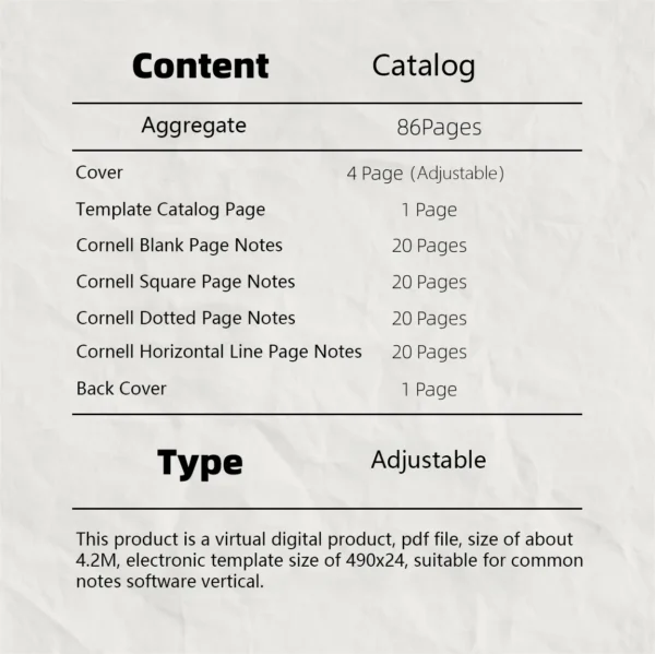 Hyperlinked index and product attributes of the goodnotes weekly planner template.