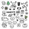 A collection of adorable hand-drawn dog stickers with various expressions.
