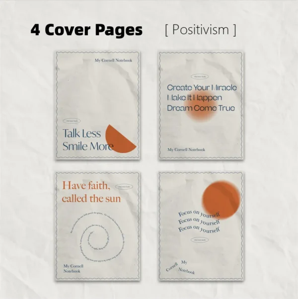 Four different aesthetic cover options for the life planner template.