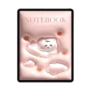 Pink 3D puffy notebook cover with clouds and stars for digital journaling.