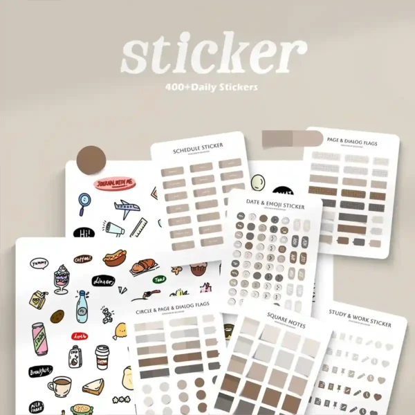 400+ daily stickers for undated weekly planner in Goodnotes.
