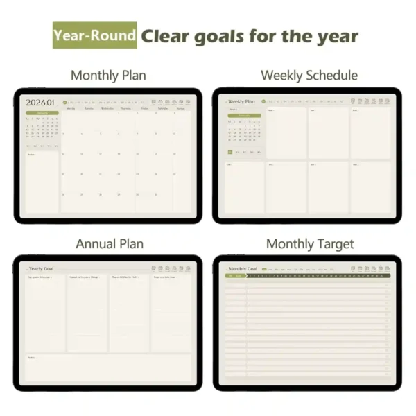 Digital calendar planner 2026