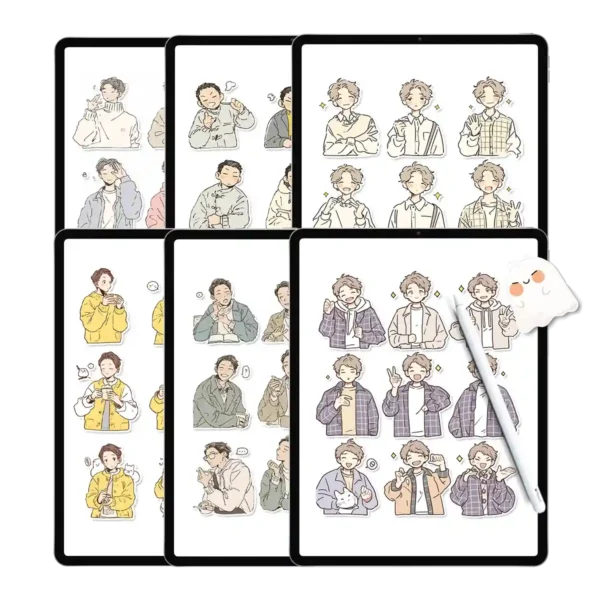 FREE Masculine Student Sticker Packs - 94 Minimalist Stickers for Organized Digital Notes