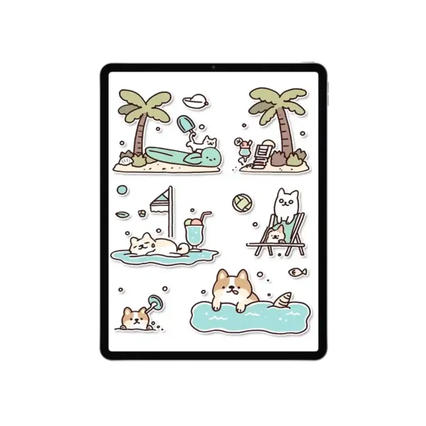 Holiday Stickers Stickers for Planner - 128 Beach Summer PNGs