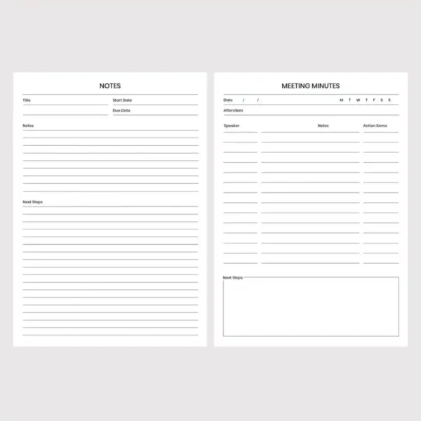 Minimalist notes and annual corporate meeting minutes template view.