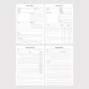 4-in-1 collage of project plans, to-do lists, and meeting minutes template pdf.