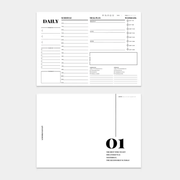 daily-plan-timeline-weekly-dashboard-planner Daily planning page with a custom timeline in a weekly dashboard planner.