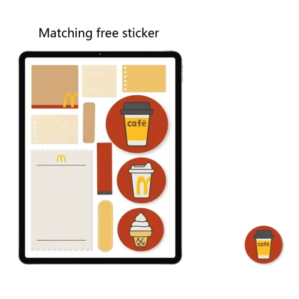 Vibrant M-themed memo stickers and digital washi tape for undated happy planner use.