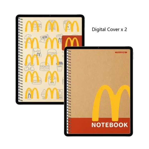 Iconic M-inspired red and yellow digital notebook cover for a minimalist day planner.