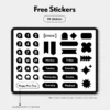 39 minimalist digital stickers in black and white for goodnotes templates.