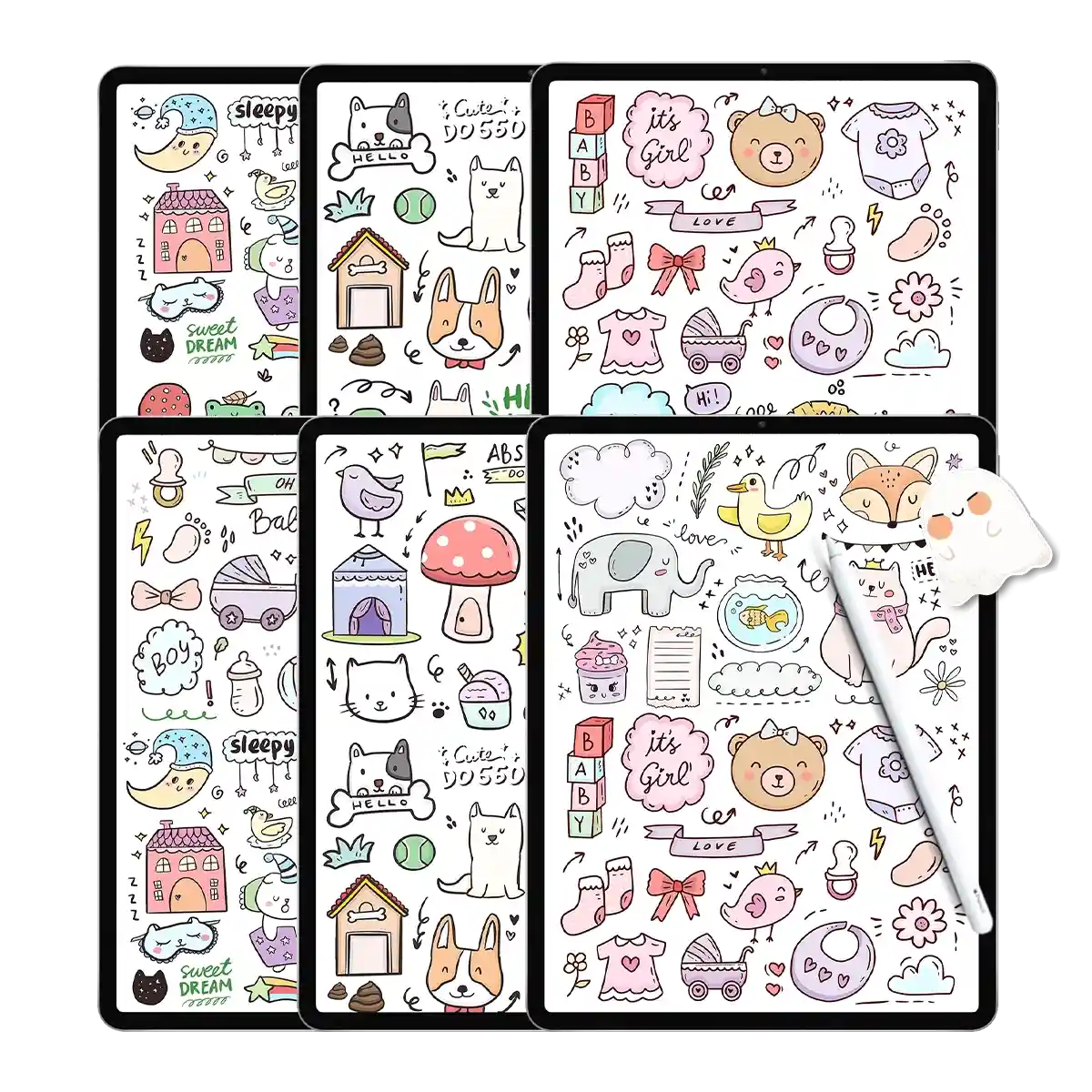 FREE Digital Planner Stickers - 120 Hand-Drawn Animal Pack with Lions, Crocs & Elephants