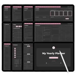 The daily planner Dark Mode edition on iPad Pro.