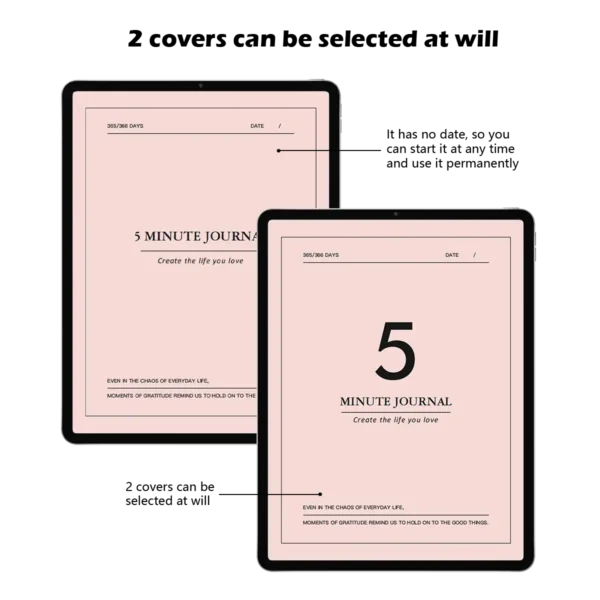 A pink planner and self-care planner displayed on an iPad with a gratitude journal layout.